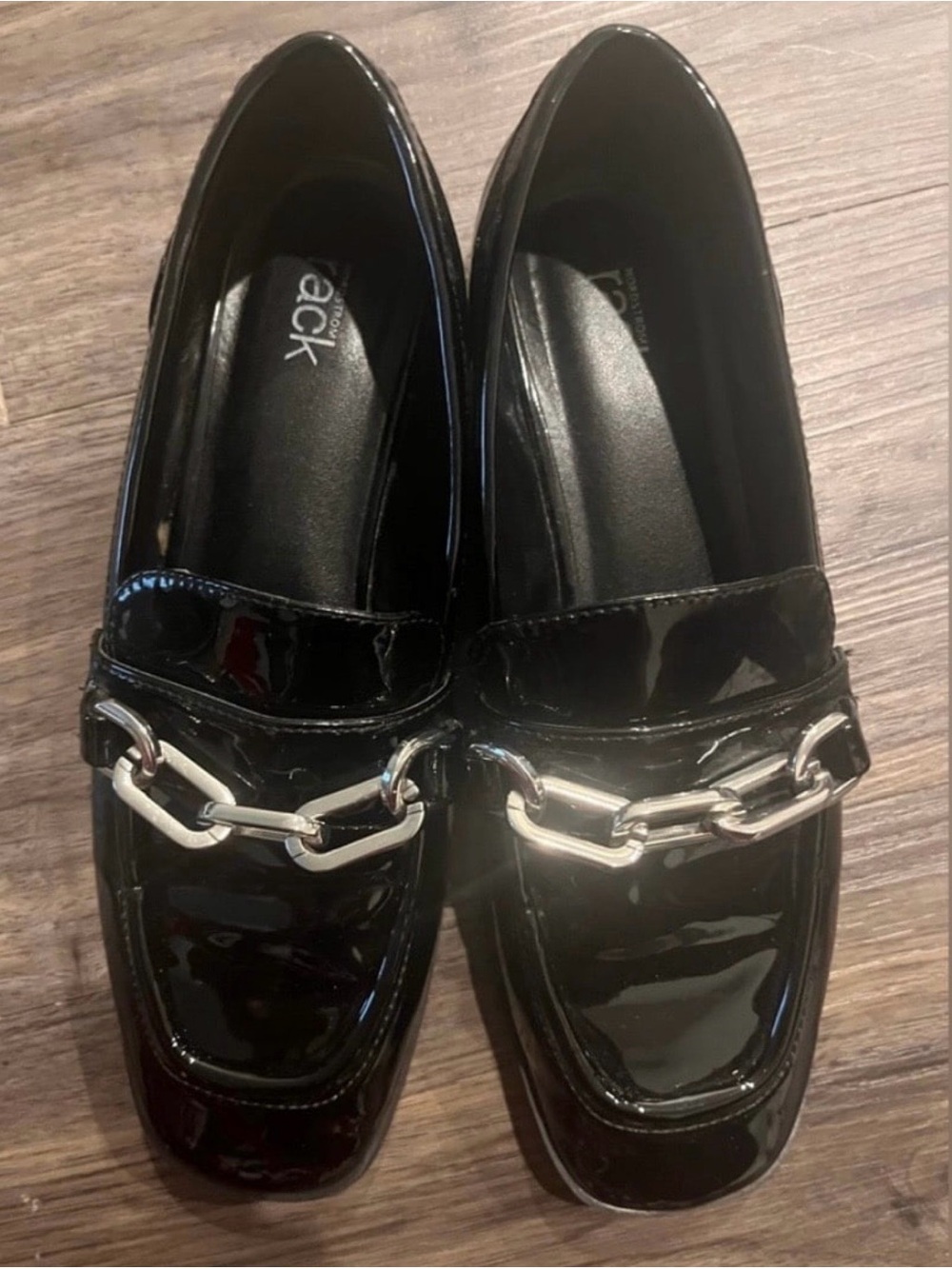 ‘Jane’ Black Patent Loafers with Chain Link Detail, Nordstrom Rack